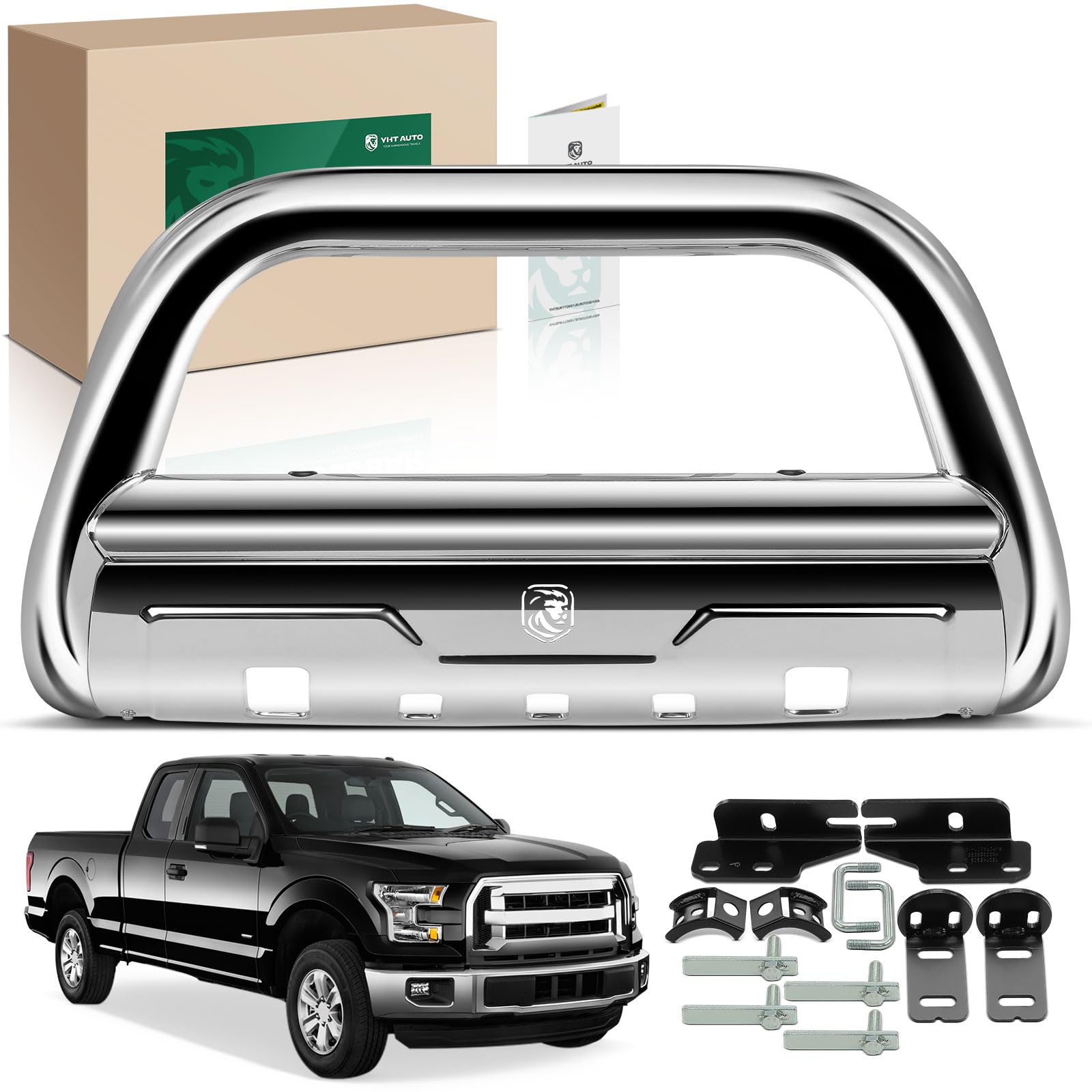 YHTAUTO 3.5 Inch Bull Bar Front Bumper for Ford