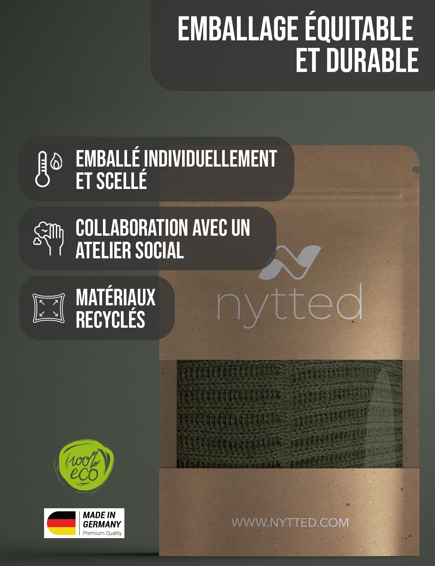 NYTTED® Bonnet en Laine Vierge Troyer pour Homme et Femme | 100% Laine Vierge | Chaud, Doux & Extensible | Tricot d’Hiver Premium et Respirant