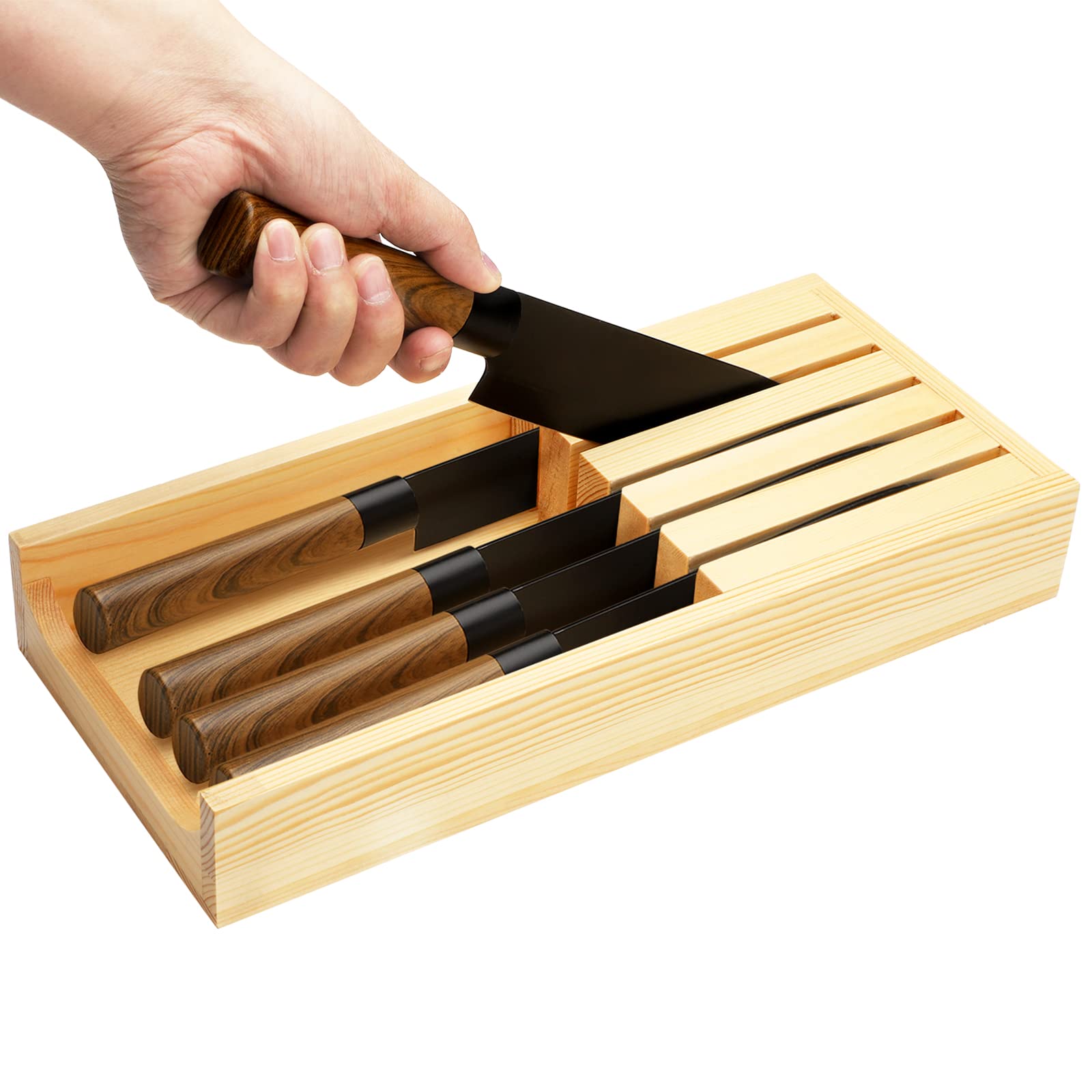 Buy Wooden Kitchen Knife Storage In Drawer Horizontal Knife Holder