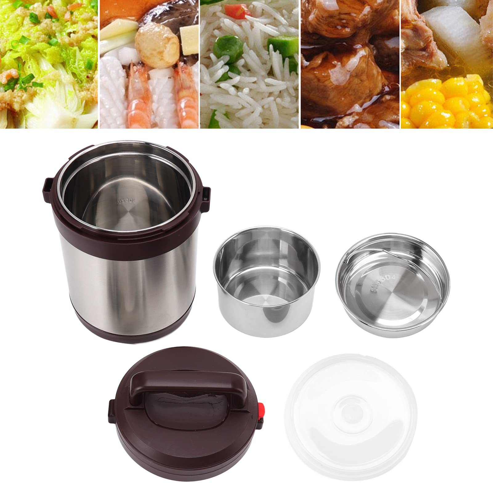 Izolowane pojemniki na lunch MOUMOUTEN, izolowany pojemnik na żywność ze stali nierdzewnej 1,6 l, wielowarstwowy, szczelny próżniowy termiczny pojemnik na lunch, do pracy studentów(True Color)