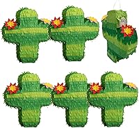 Vista 1 de GIFTEXPRESS Paquete de 6 mini piñatas de cactus de 6 pulgadas, piñatas para Cinco de Mayo, fiestas, taco, llama, cumpleaños, carnaval, aula y centro