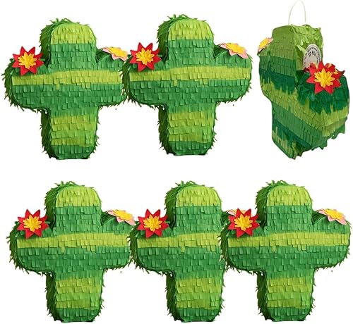 GIFTEXPRESS Paquete de 6 mini piñatas de cactus de 6 pulgadas, piñatas para Cinco de Mayo, fiestas, taco, llama, cumpleaños, carnaval, aula y centro
