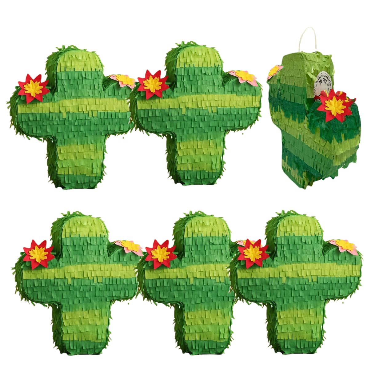 GIFTEXPRESS 6-Pack 6" Mini Cactus Pinatas, Pinatas for Cinco De Mayo, Fiestas, Taco, Llama Birthday, Carnival, Classroom & Table Centerpiece Party