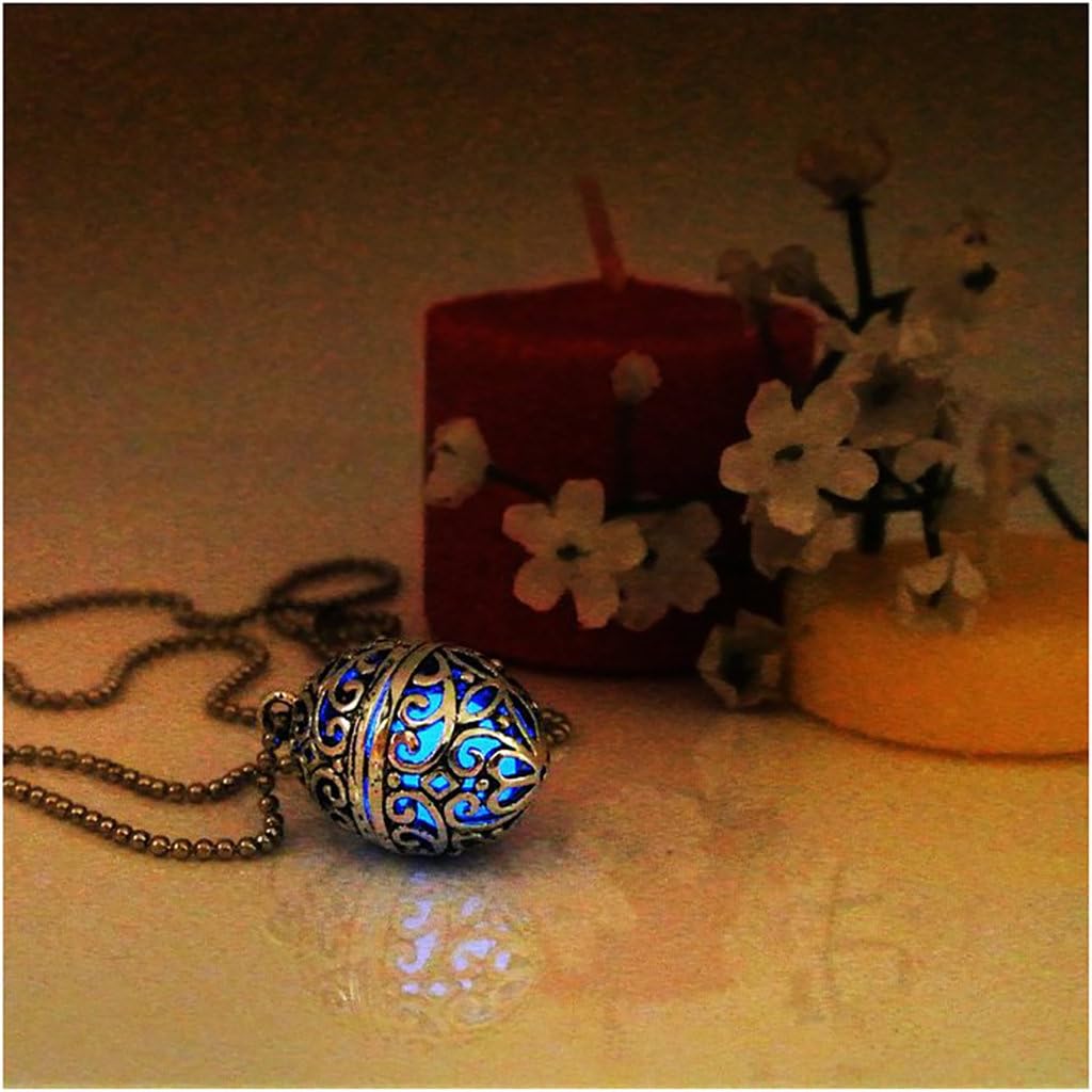 Faberge Egg Glow In the Dark Necklace Jewelry Pendant Steampunk Fairy Magical