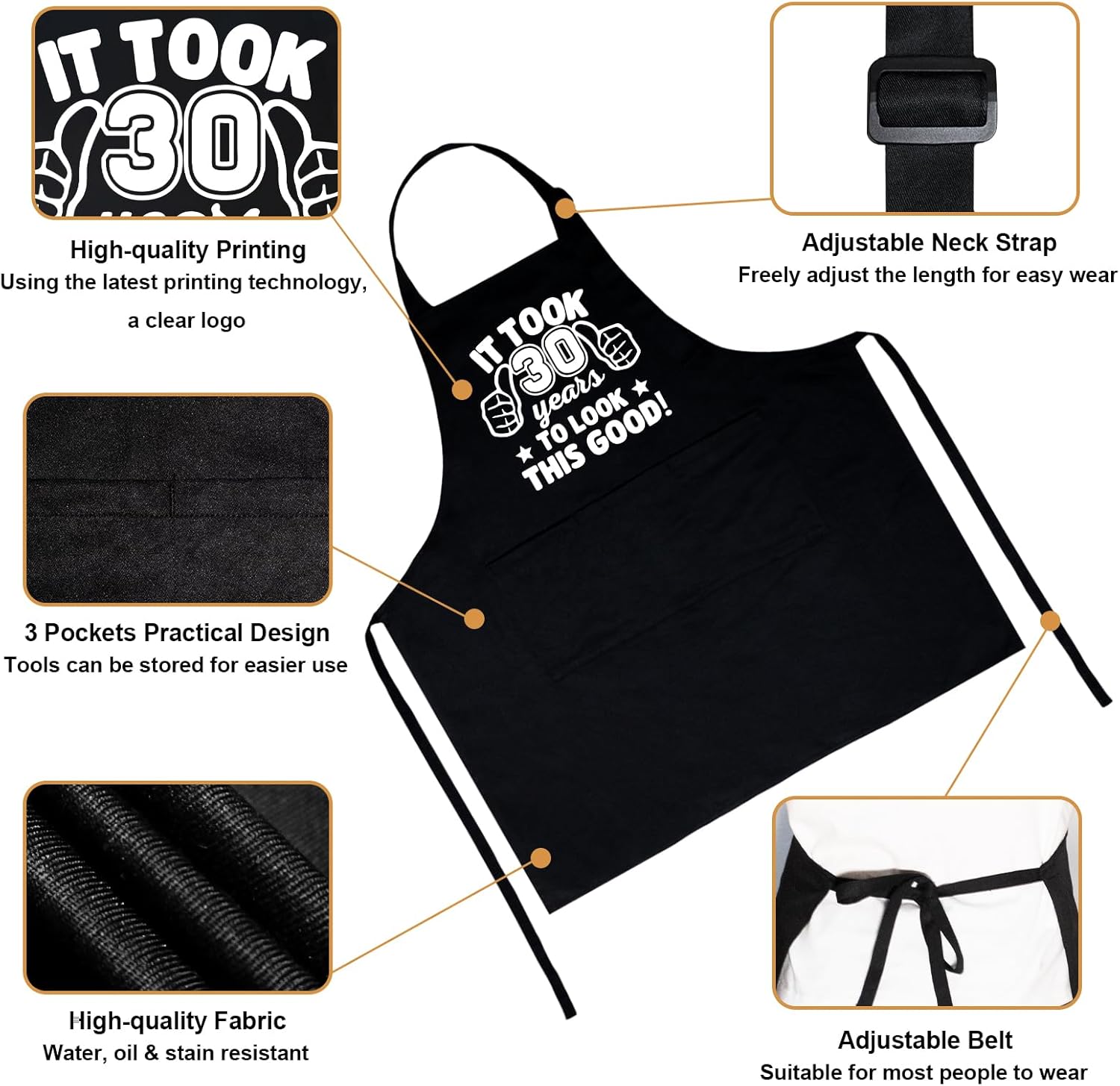 Miniatura 2 de Regalos de cumpleaños número 50, 60, 65, 75 para hombres, ideas de regalo de cumpleaños 60, 65, 70, 75, delantales de chef para hombres con 3