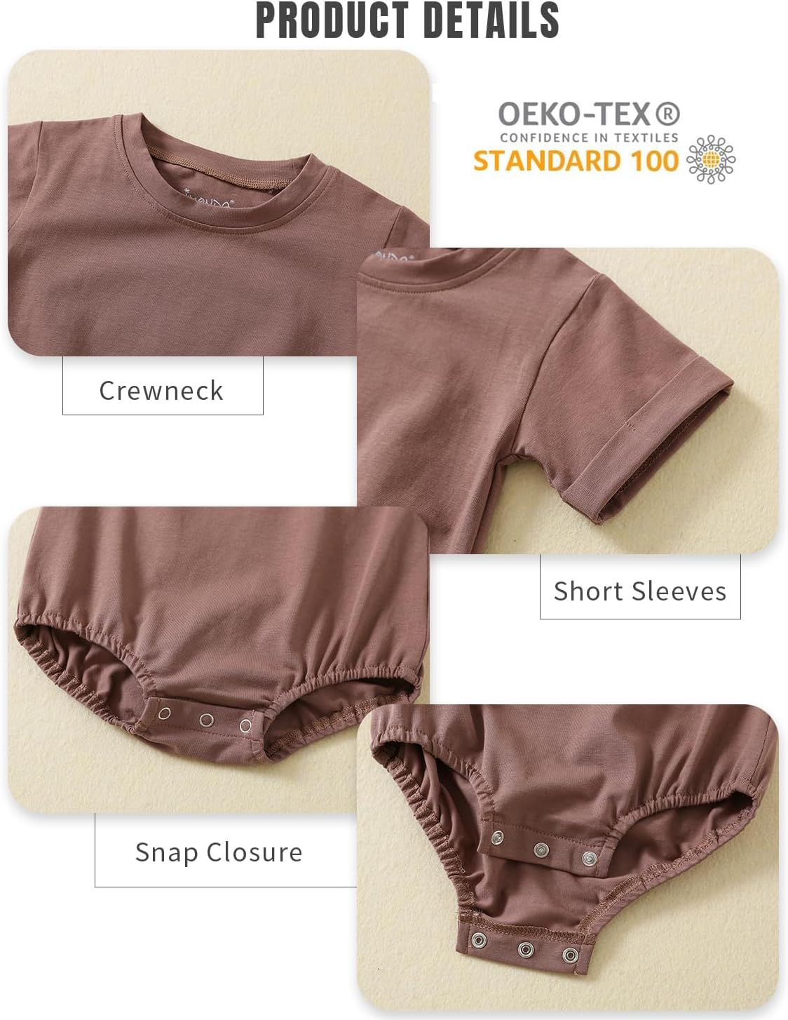 Jimonda Baby Bubble Romper Boy Girl Solid Color T-Shirt Outfits Short Sleeve Bodysuit Organic Cotton 2Pcs - Image 5