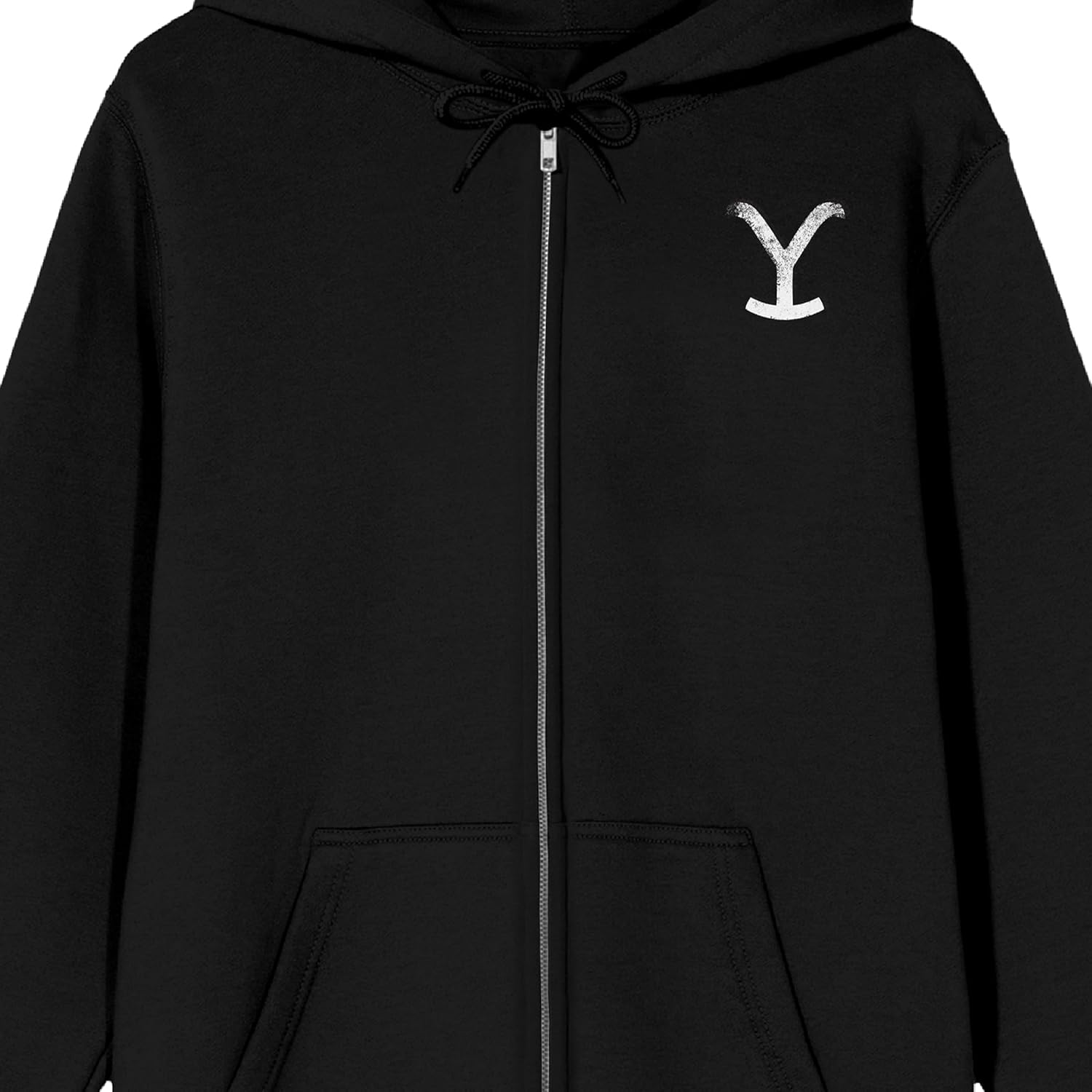 Bioworld Yellowstone Sticker Art and Logo Adult Black Zip-Up Hoodie
