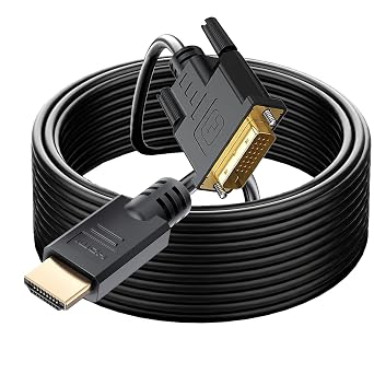 Long HDMI to DVI Cable 20FT, High-Speed Gold-Plated Bi-Directional 1080p Adapter for Television/Monitor/Video Card/Graphics Card