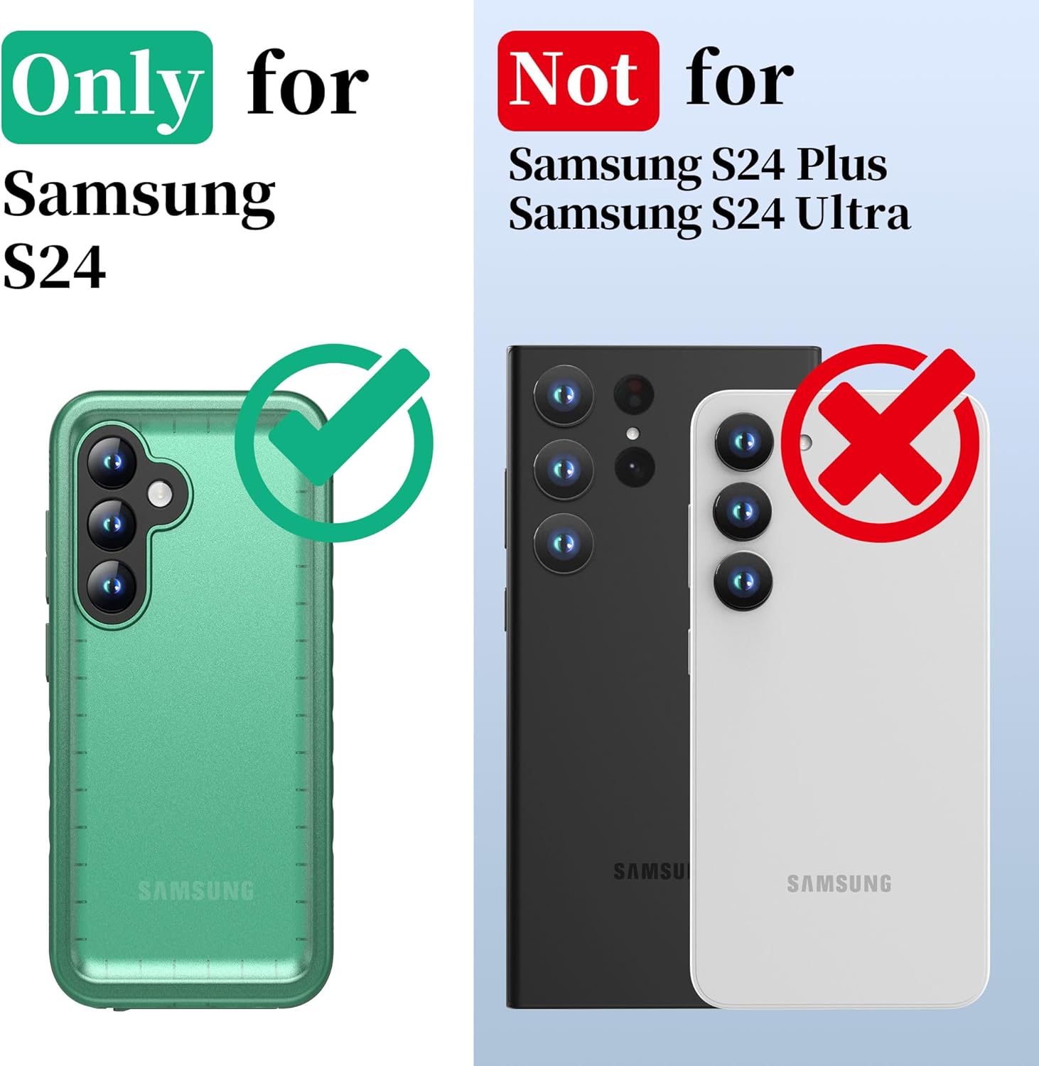 Cozycase for Samsung Galaxy S24 Waterproof Case - 360 Heavy Duty Full Body Protection/Shockproof/Dustproof/Double/Front and Back/IP68/S 24 Protective Case with Screen/Camera Protector Slim Green