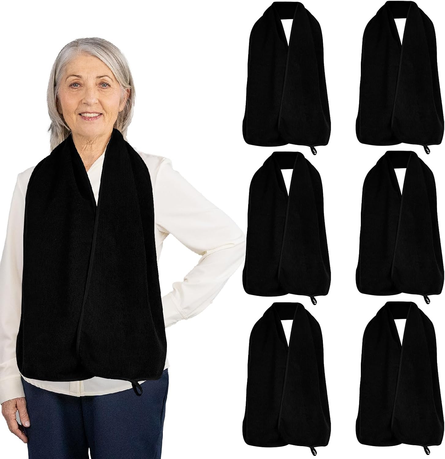 6 Pcs Cotton Adult Bibs Scarf for Eating Dignity Dining Protectors Scarf Bibs for Elderly Senior Citizens Washable
