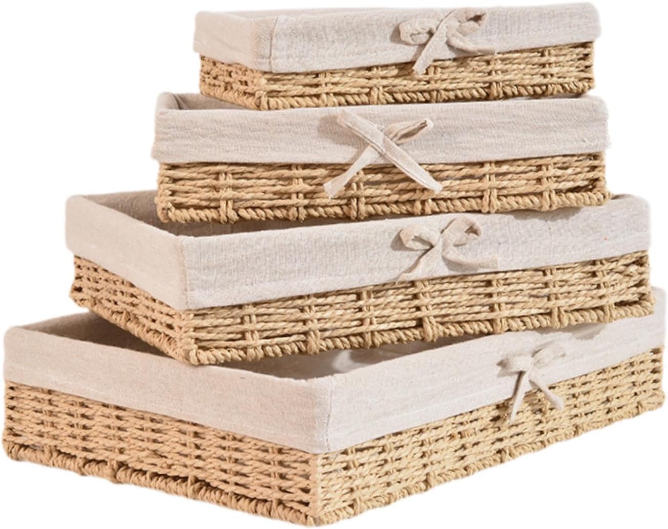 4 Pieces Storage Baskets for Shelves Cosmetic Box Handwoven Desktop Sundries Organizer for Parties Sundries Dinner Drinks