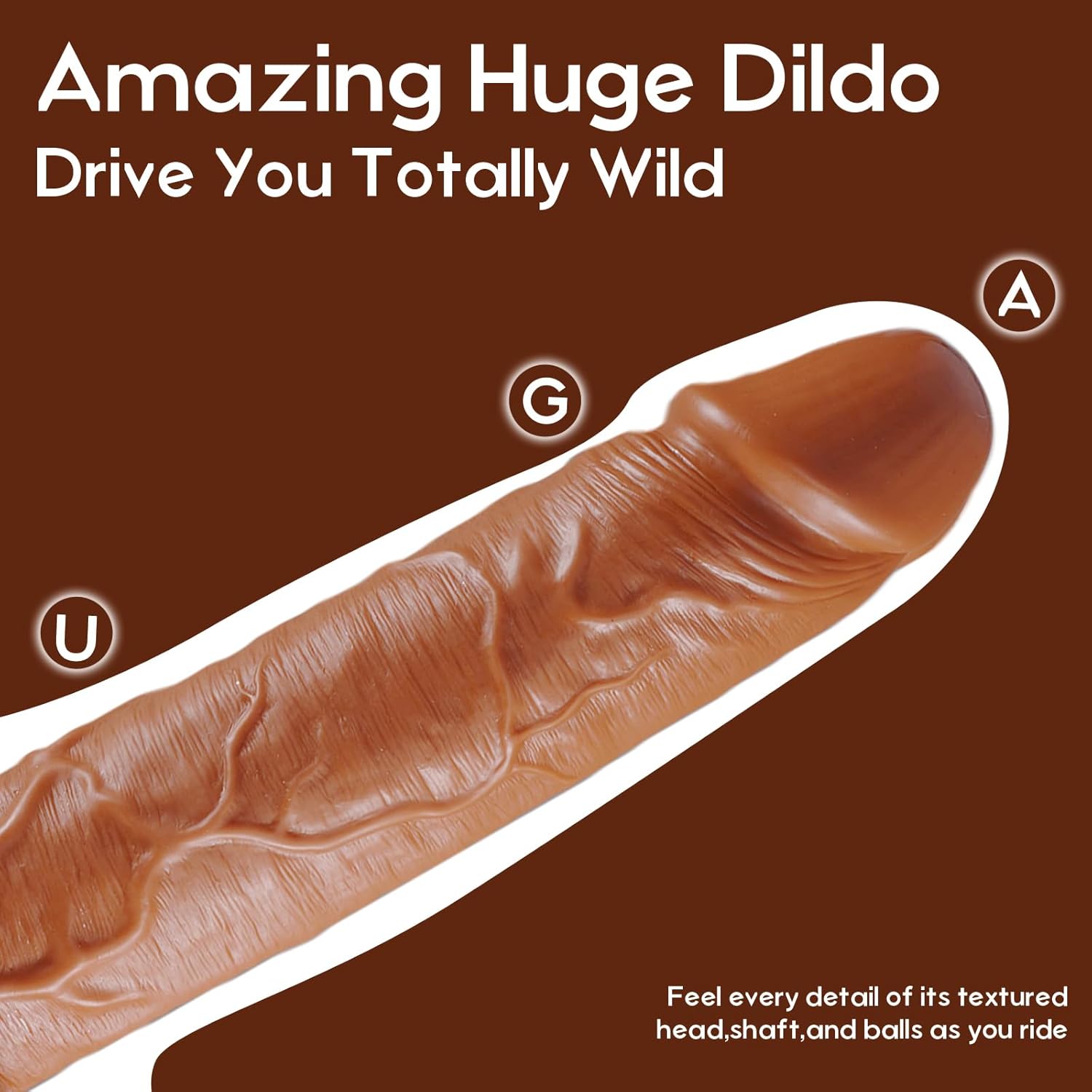15.55 inch XXXL Brown Realistic Dildo, with Strong Suction Cup for Hands-Free Play, for G-Spot Dildos Anal Sex Toys for Men Women and Couple, Brown Massive Penis with Big Balls