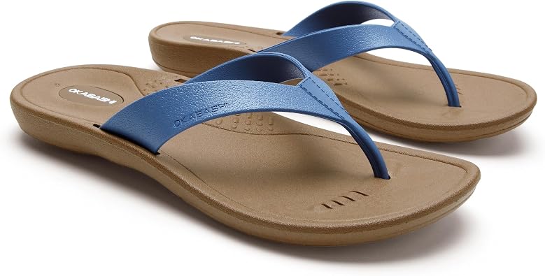 OKABASHI Womens Breeze Flip Flop | Contoured Footbed w/Arch Support for All-Day Comfort | Slip-Resistant & Waterproof | Sustainably Made in The USA