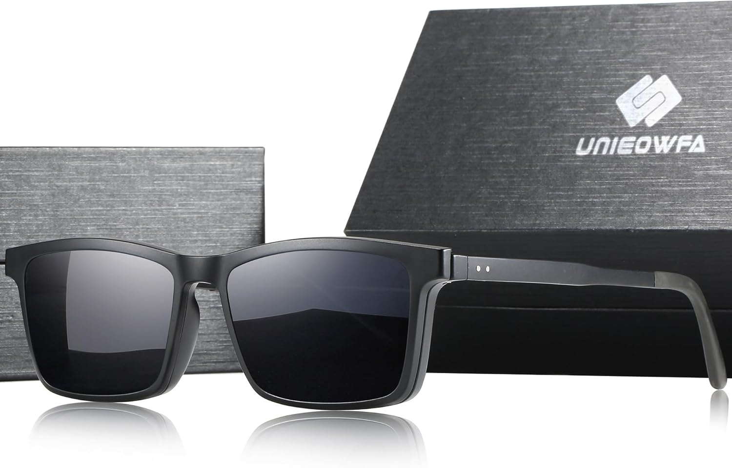 Rectangular Optical Glasses Eyewear Frame Men UV Protection Polarized Magnetic Clip on Sunglasses for Eyeglasses