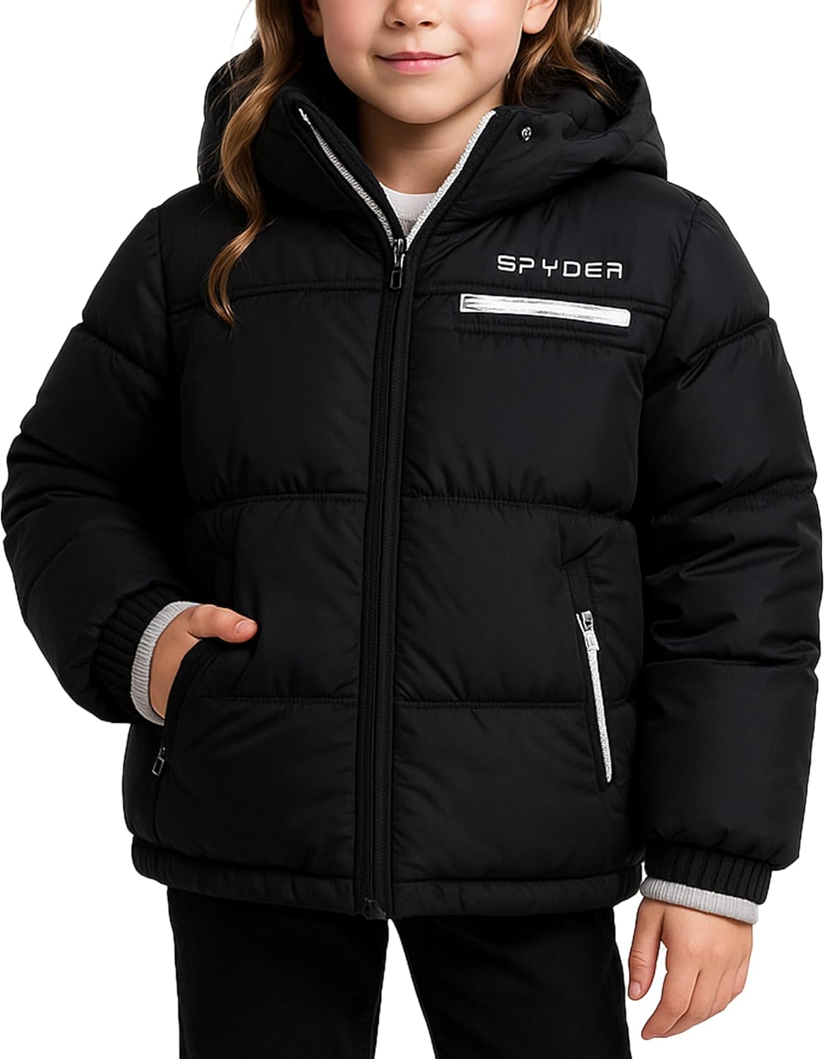 Spyder Girls Puffer Jacket - Insulated Wind and Water Resistant Faux Fur Sherpa Lined Zip Up Hooded Winter Coat for Girls
