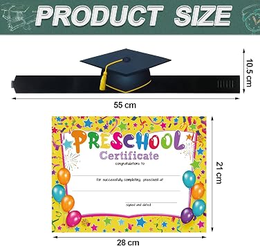 Spakon 40 Pieces Graduation Paper Hat Preschool Diploma Certificate Grad Cap Crowns Kindergarten Graduation Certificate for Elementary Classroom Supplies Favors