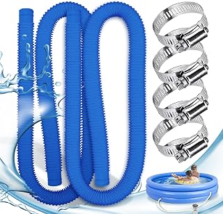 2 Stück Poolschlauch 32mm,Pool Schlauch mit 4 Metallanschlüssen,149.9cm Flexibler PVC Schlauch für Poolpumpe Ersatzschlauch,für Filterpumpe und Schwimmbad Wasserparks,Spas,Aquarien,Teiche(Blau)