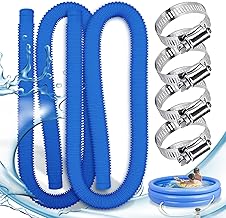 Pack of 2 Pool Hoses, 32 mm Pool Hose, Pool Vacuum Cleaner Hose with 4 Metal Clamps, Suitable for Above Ground Pools, Spa, Filter Pump (Blue)