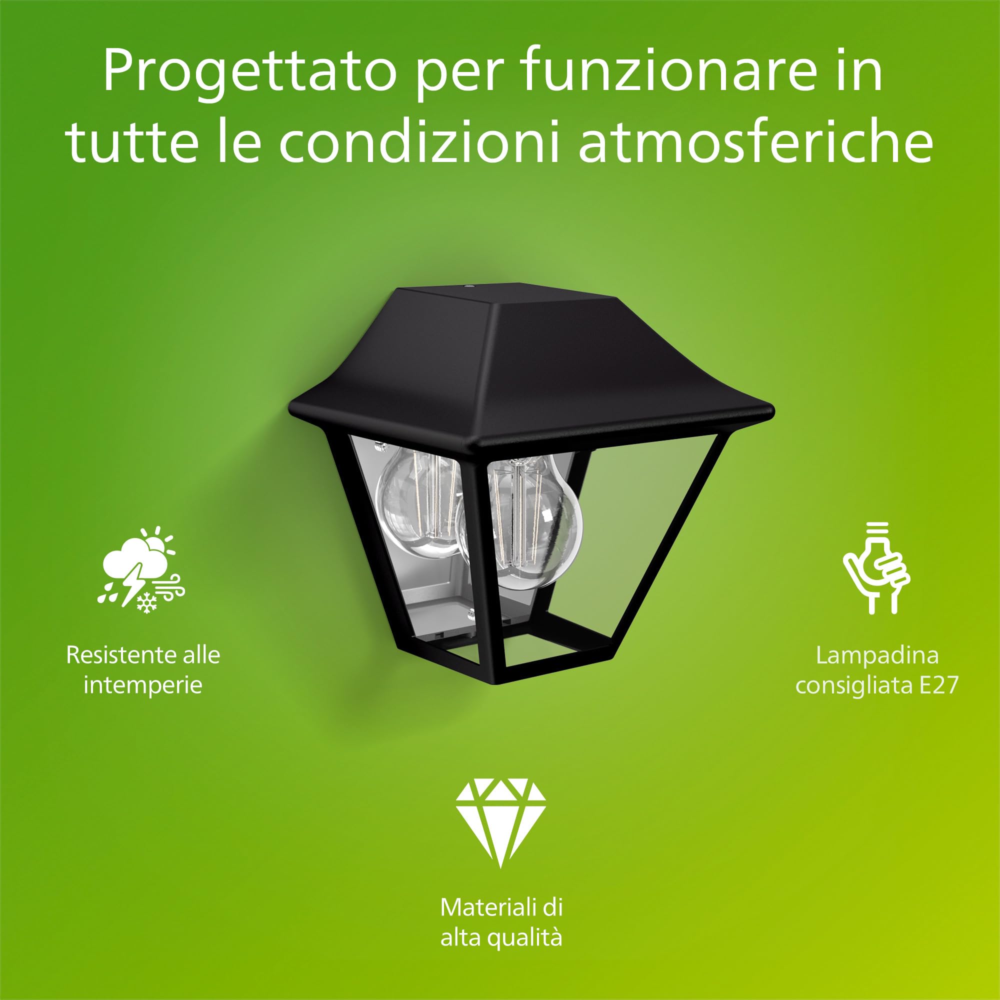 Philips Alpenglow, Applique LED da esterno, Alluminio, Nero