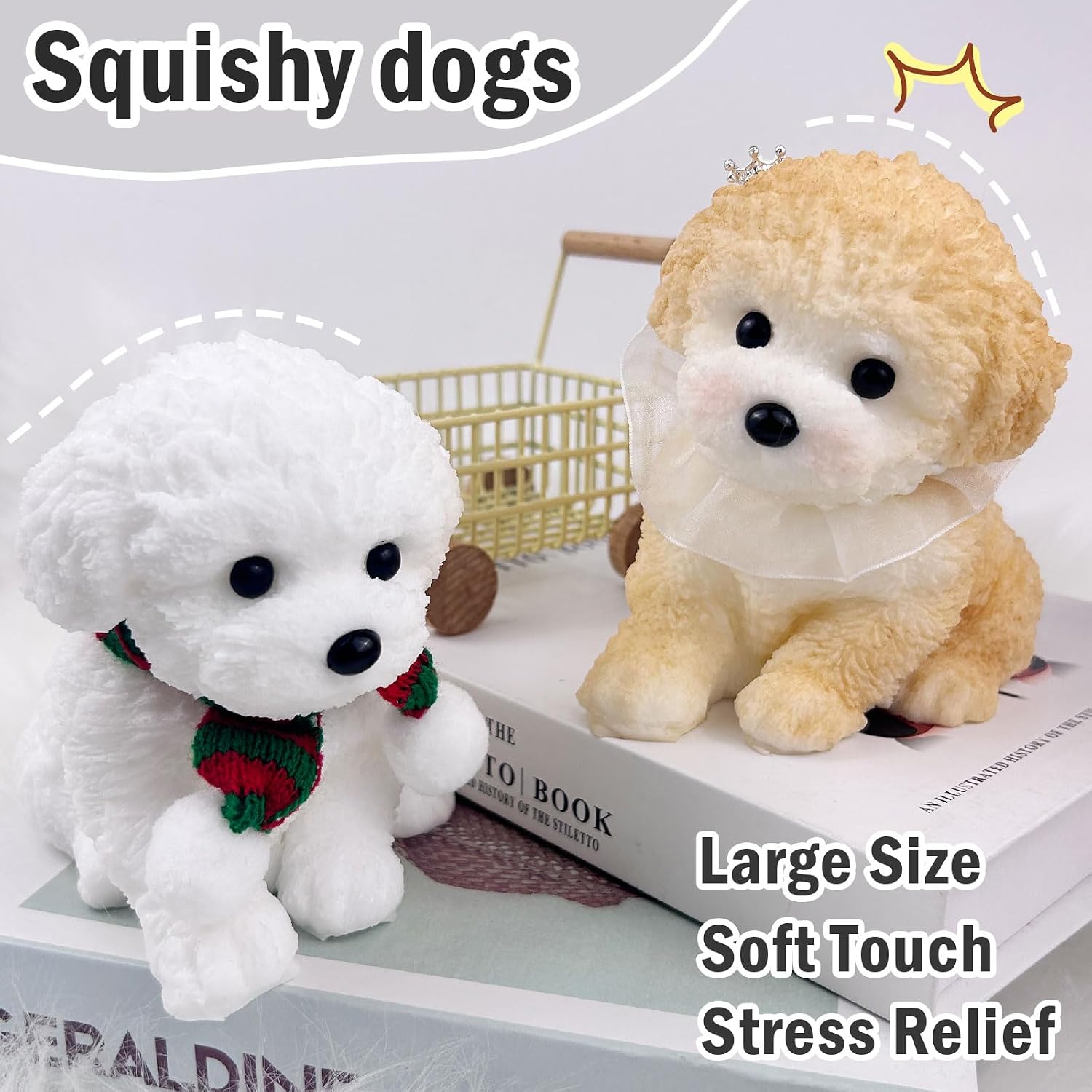 Hand Painted Dog Squishy Toys，Big Cute Ultra Soft Squeeze Fidget Toys for Stress Relief,Kawaii Squishies Sticky Animal Toys for Adults Kids,Decompression Sensory Balls Toys for Autism