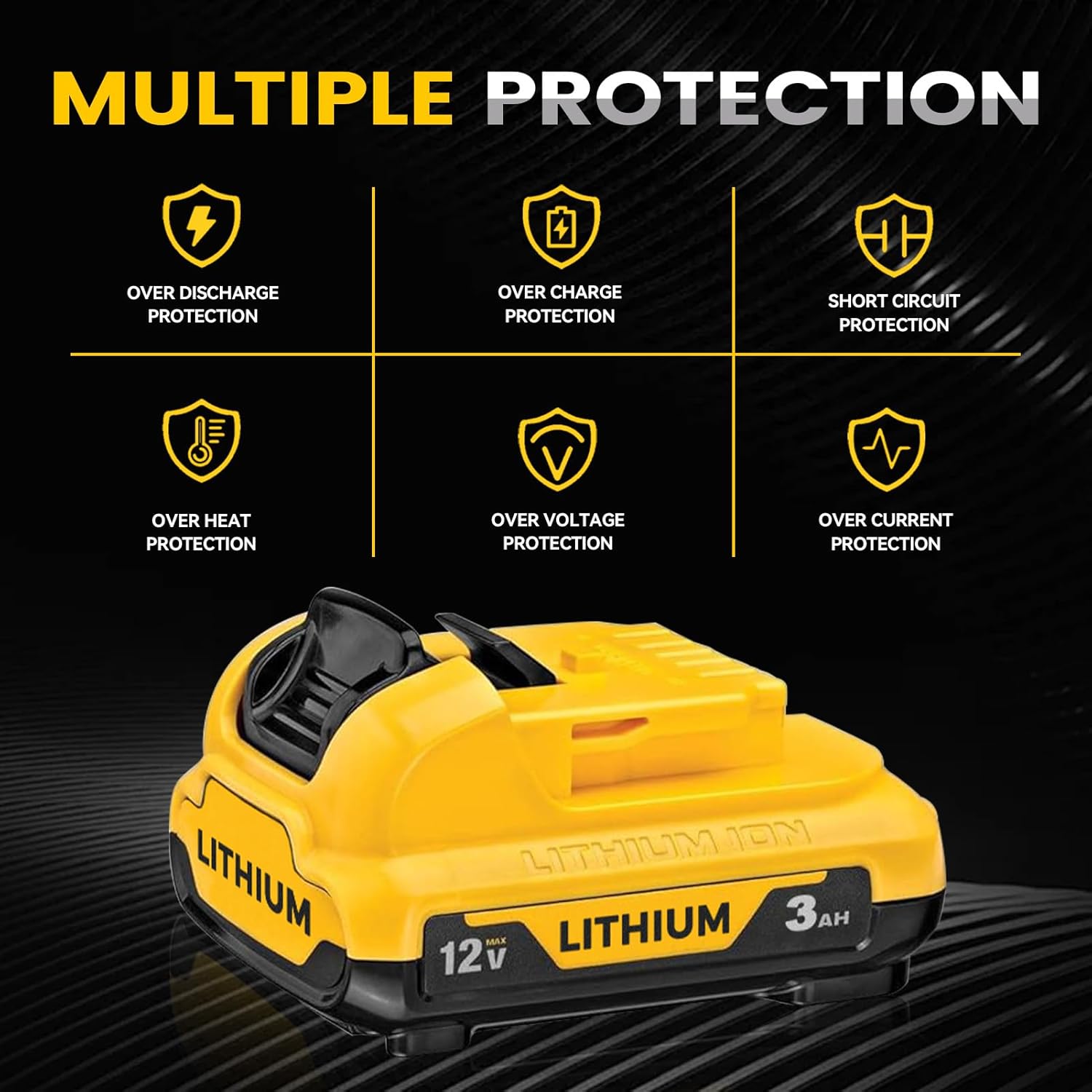 DCB120 3.0Ah Battery Replacement for Dewalt 12V Battery Lithium-ion 3000mAh DCB120 DCB123 DCB127 Compatible with Dewalt 12V Charger and Power Tool 2Pack - Image 3