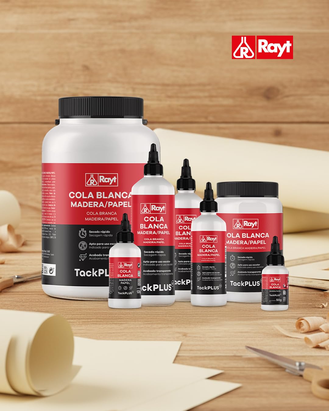 Rayt | Cola blanca extra rápida múltiples usos: madera, papel, cartón, cerámica y todo tipo de materiales porosos | 5kg | Ref. 296-23