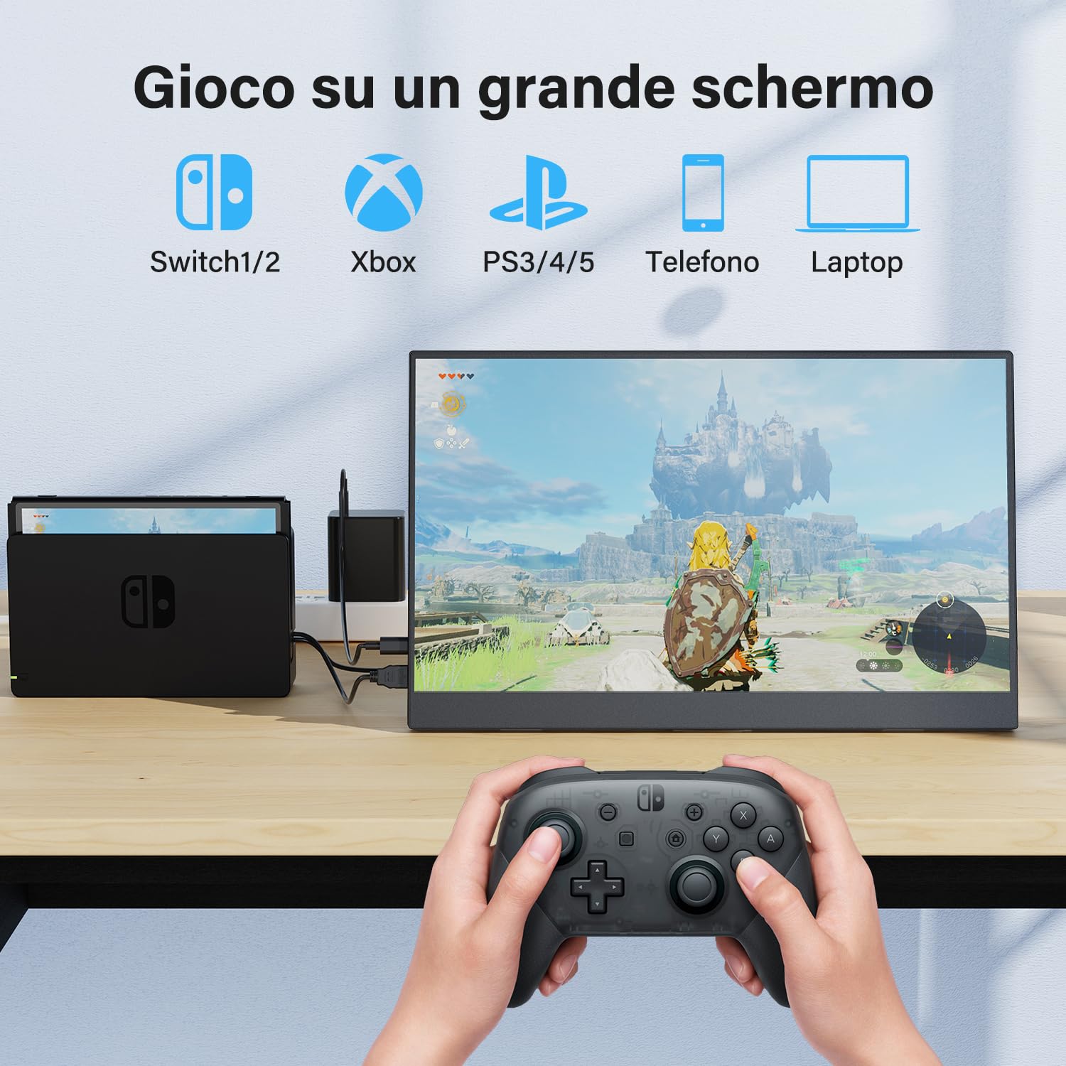 MAGICRAVEN Monitor Portatile 15,6 Pollici 1080P FHD IPS Schermo Portatile PC, Portable Monitor USB C HDMI Monitor Portatile per Laptop/PC/Mac/Telefoni/Switch con Supporti Plug e Play
