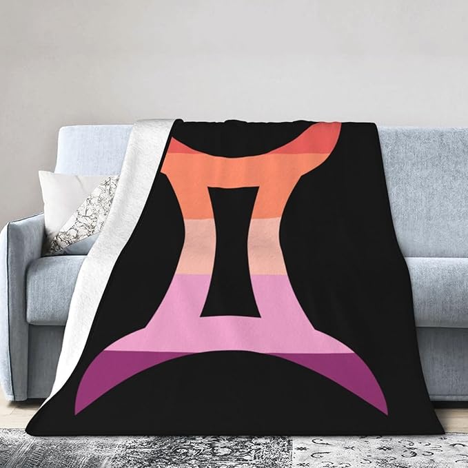 Zodiac Sign Gemini Symbol Throw Blanket Soft Cozy Home Decor Flannel Blankets for Couch Bed Sofa 40
