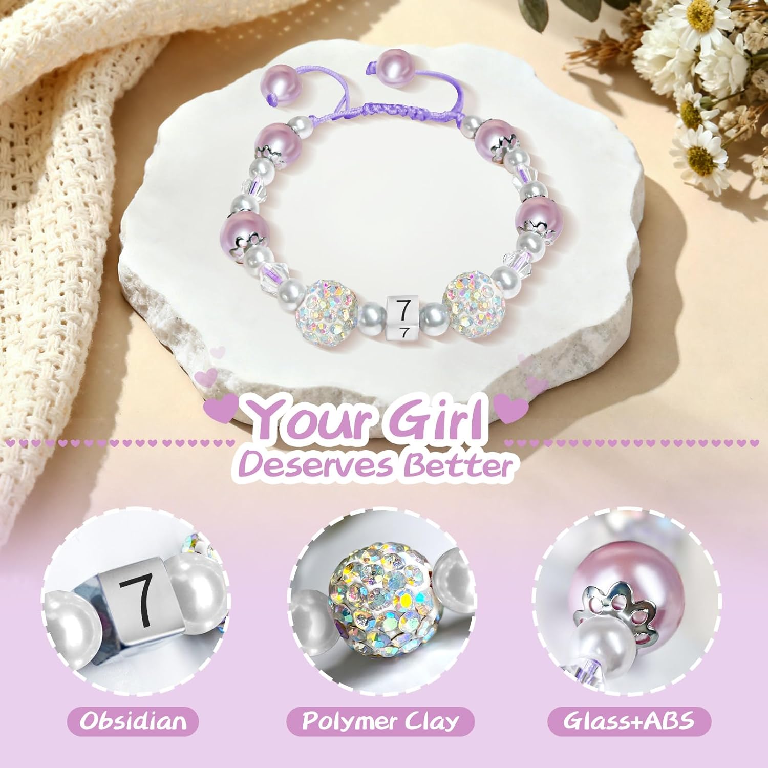 Birthday Gifts Set for Girls with 3D Birthday Card for 3 4 5 6 7 8 Adjustable Girls Bracelet with Mom&Daughter Pendants as Birthday Gifts for Daughter Granddaughter Niece - Image 7