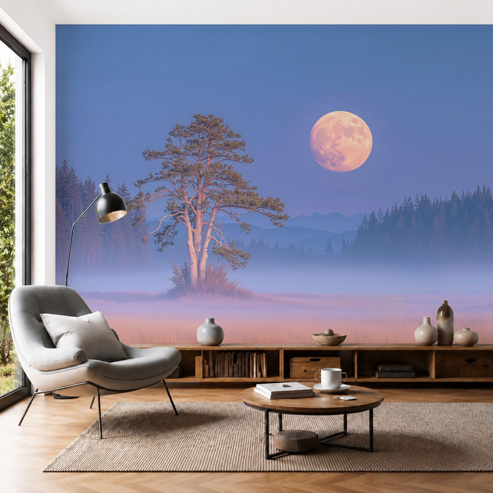 Papier peint en soie panoramique pleine lune salon décoration luxe