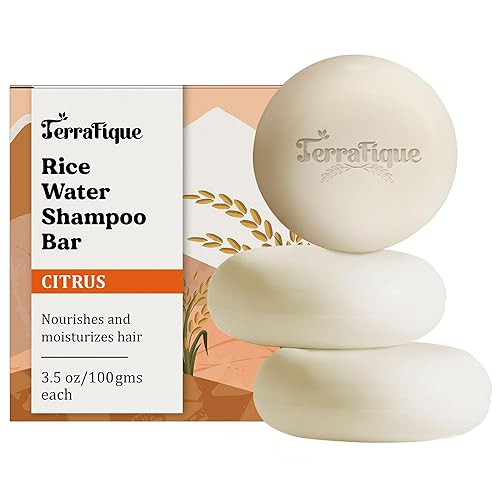 Barra de champú de agua de arroz, limpia, fortalece, champú en barra para adelgazar el cabello, seguro para el color, jabón de viaje, contiene