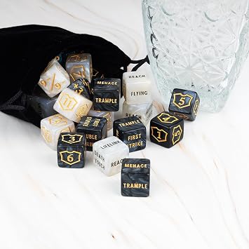 65 Piece MTG Dice Counter Lifekey Word Counter Dice Set + 1 Buffing Capacity Shield Token for MTG, TCG, Card Game Accessories