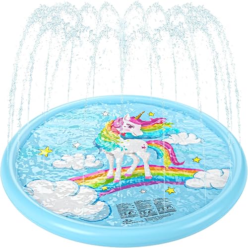Miniatura 8 de Jasonwell - Colchoneta de juego para salpicaduras de agua de 68 pulgadas divertida para niños niños y niñas al aire libre fiestas