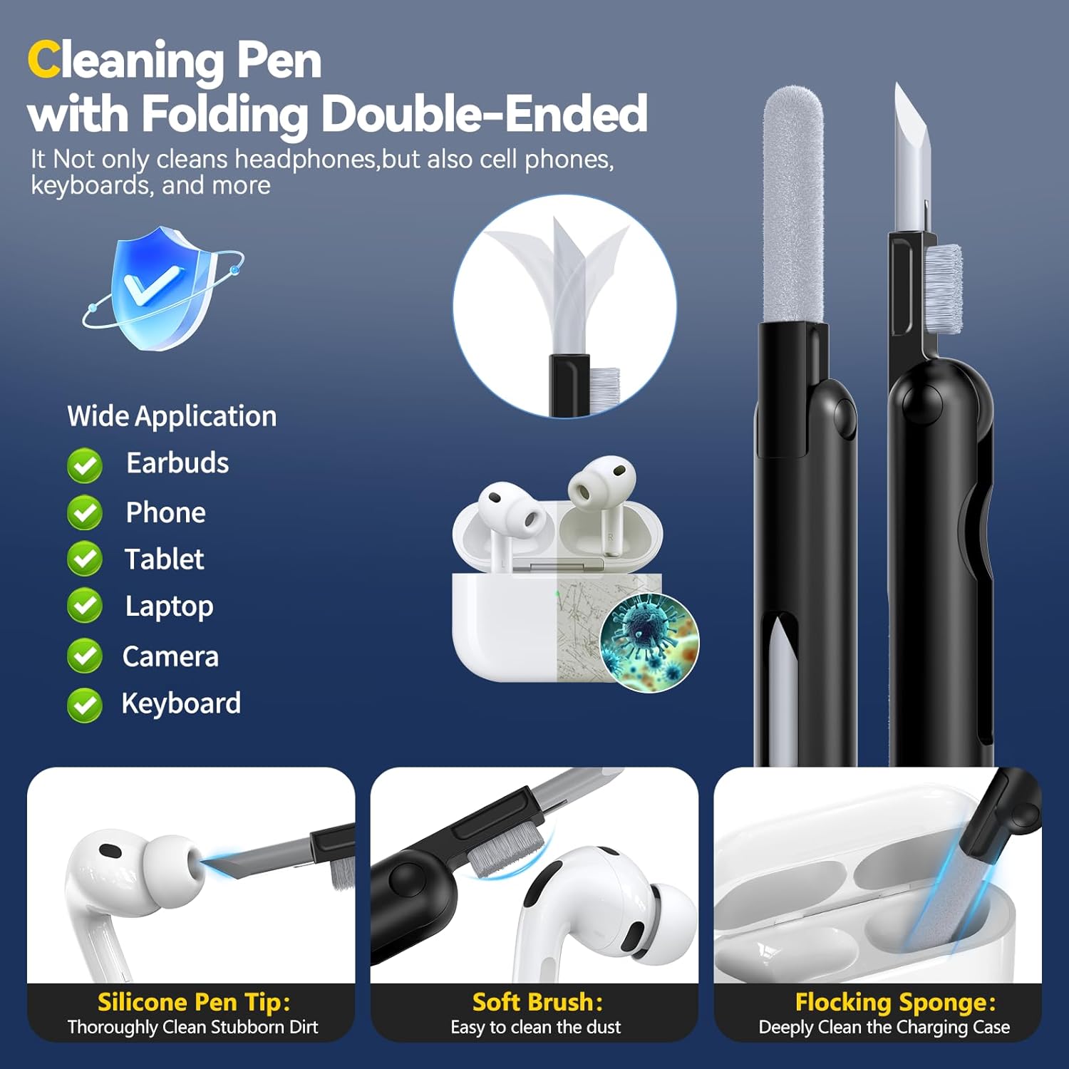 for AirPods Pro 3 Case 【IP68 Waterproof】 with Safety Lock & Phone Stand, Rugged Tough Hard Shell Case for AirPods Pro 3rd Gen 2025 Cover with Cleaner & Keychain for Men Women, Poweful Drop Protection