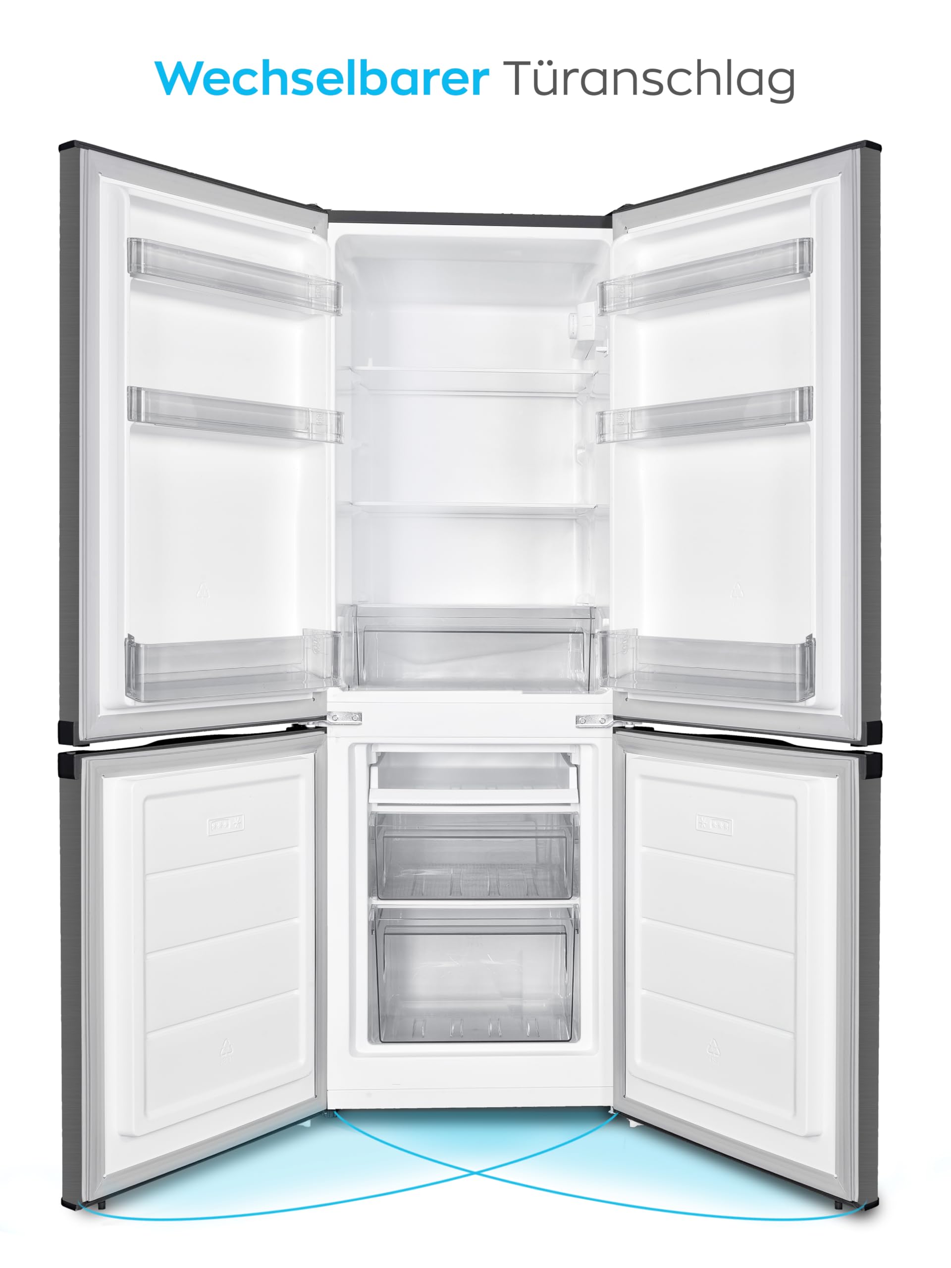 Heinrich´s Kühlgefrierkombination 173L Gesamtvolumen, 121L Kühlvolumen, 52L Gefriervolumen, LED Beleuchtung,Türanschlag wechselbar, leise 40dB, große Tiefkühlboxen, 7Temperaturstufen,inox