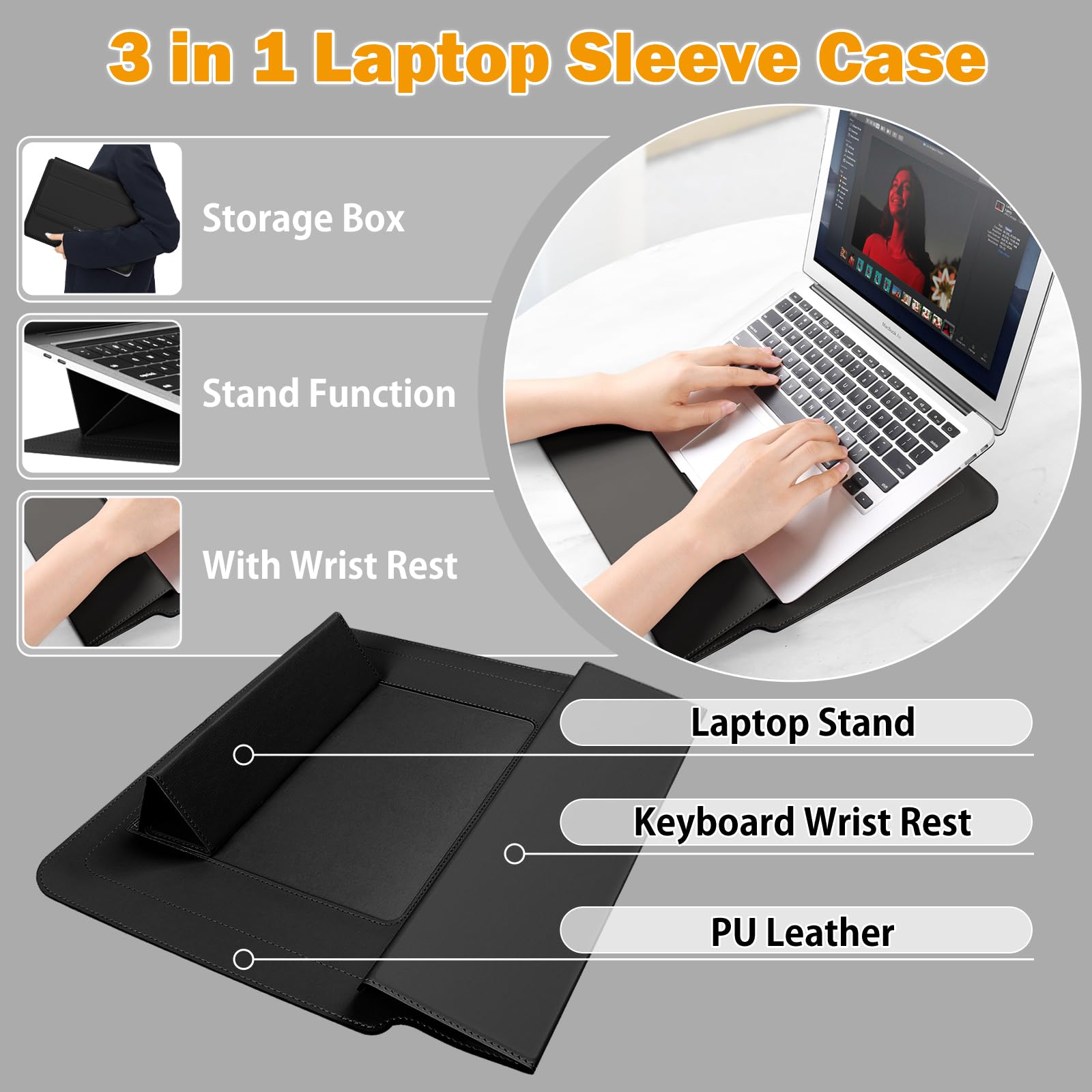 BlueBuilt Laptophoes voor Apple Macbook Air/Pro 13 inch zwart - - Voor 23.59u, morgen