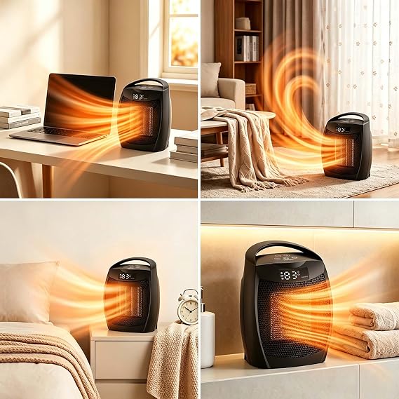 Space Heater for Indoor Use with Remote, Digital Display, Touch Key