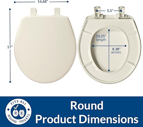 Miniatura 5 de BEMIS El asiento de inodoro 730SLEC 346 se cierra lentamente y se quita fácilmente para limpiar, redondo, plástico, galletalino