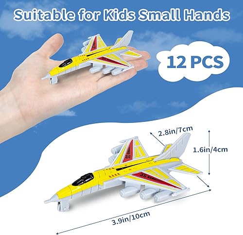Miniatura 3 de Paquete de 12 aviones de juguete, juguete de avión fundido a presión para niños pequeños de 1, 2, 3, 4, 5, 6, modelo de aviones militares de