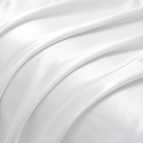 Miniatura 5 de HommxJF Fundas de almohada de satén con cremallera 20 x 36 juego de 2 fundas de almohada de seda blanca para cabello y piel