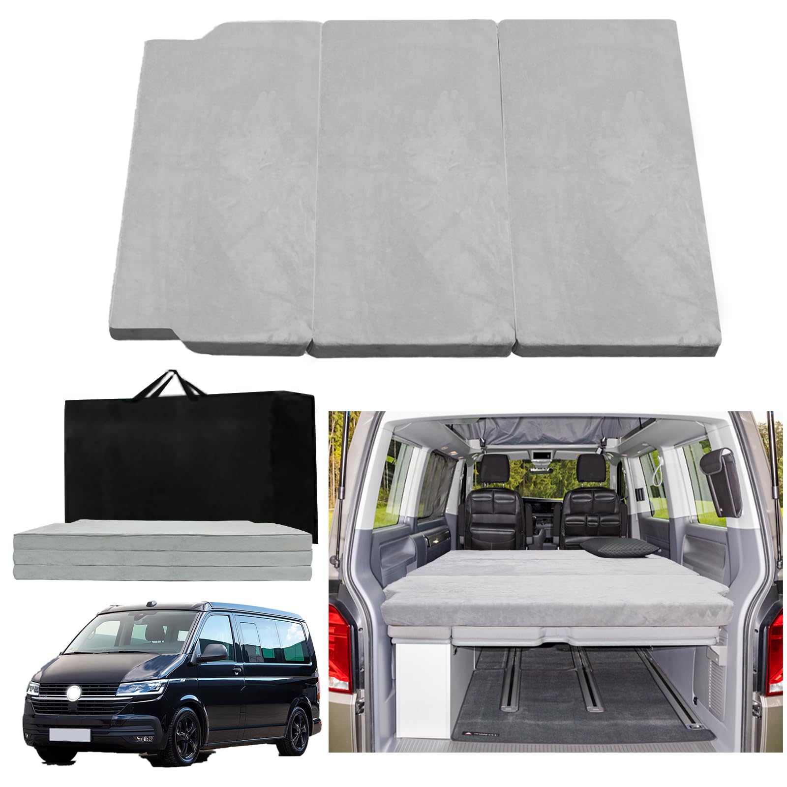 xxjolavv Verdickte tragbare Klappmatratze kompatibel mit VW T32 T4 T5 T6 T6.1 T7 Multivan California Beach Caravelle und Transporter Wohnmobil Camper zubehör 186 * 148 * 8cm