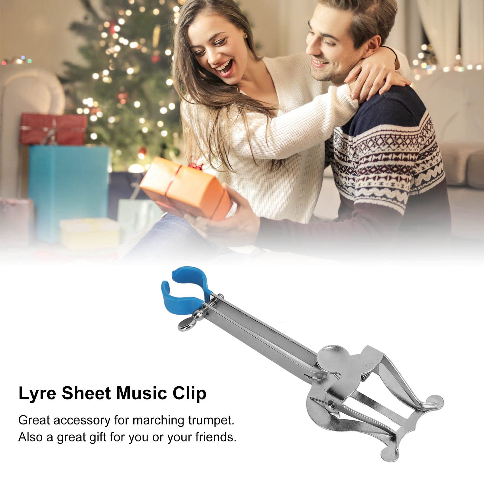 Trumpet Sheet Music Clip, Marching Clamp on Lyre Clamp Sheet, Silver Trumpet Sheet Music Clip Clarinet Clamp on Holder - Image 2