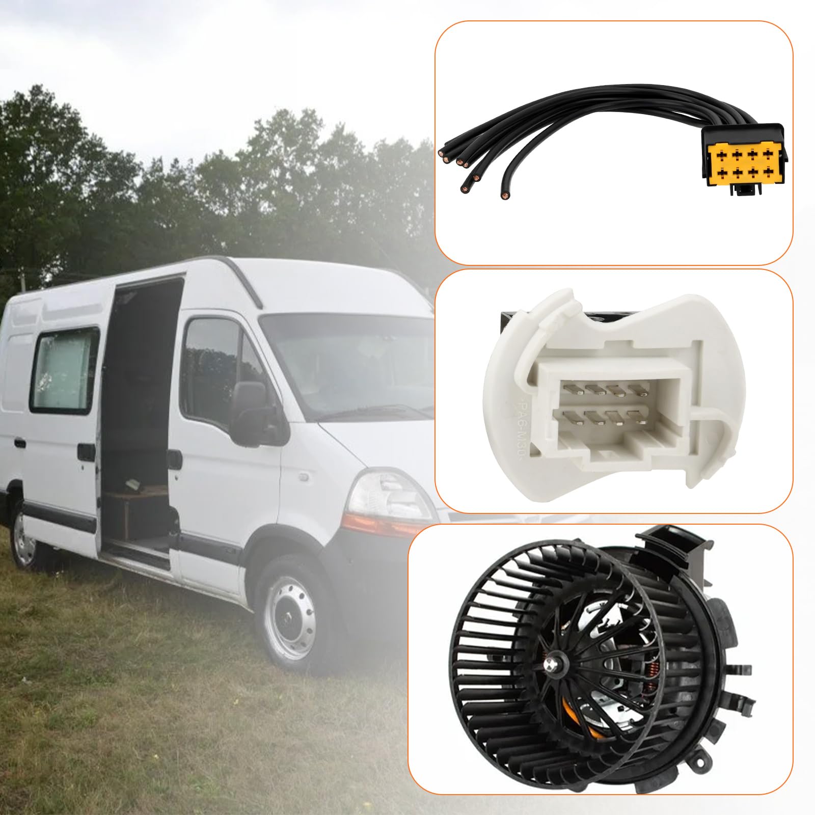 1 set di resistori per ventola ventola con cablaggio spina di ricambio 27100-00QAB 7701057557 compatibile con Renault Master (Mk2) 2003-2010