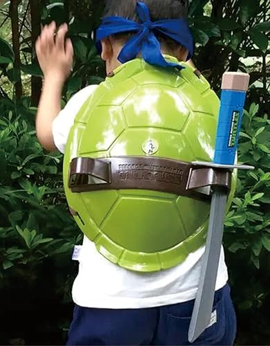 Vista 4 de Kejycc Disfraz de superhéroe de concha de tortuga para cosplay, juego de juguetes de armas ninja, disfraz de Halloween, fiesta de cumpleaños