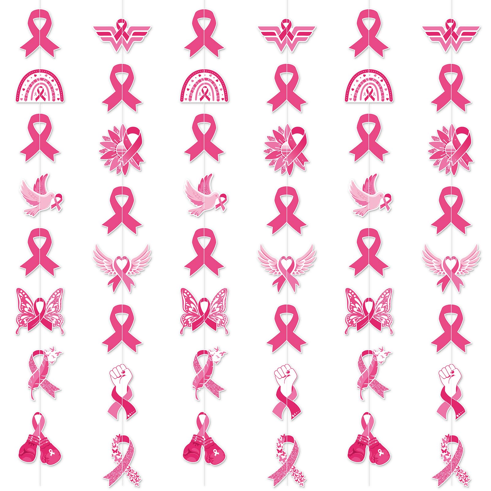 HOWAF 6pcs Breast Cancer Awareness Decorations Garlands