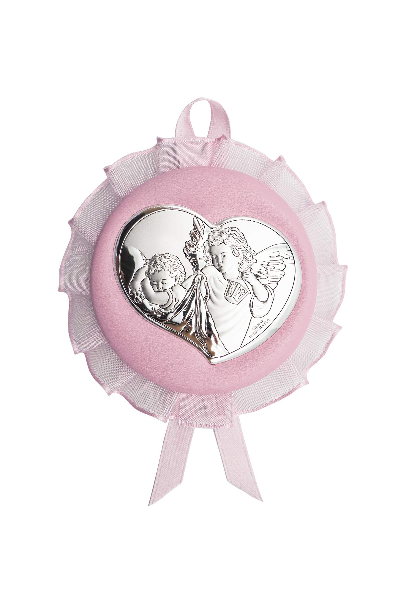 VALENTI & CO. Medaglione Musicale Capoculla Con Angeli In Argento Perfetto Come Idea Regalo Nascita O Regalo Battesimo Da Appendere Alla Culla, Al Passeggino O In Cameretta Del Neonato, Rosa, One size