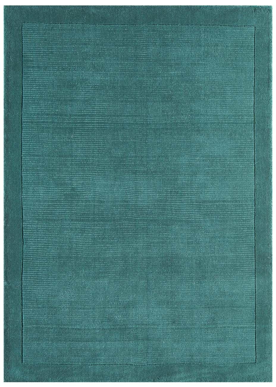 Wool Rug - Plain Modern - 160cm x 230cm - Teal - Handmade - The Rug Shop UK