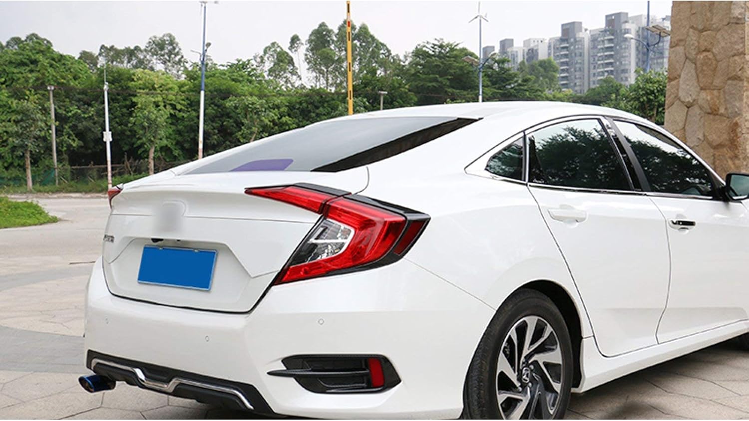 x xotic tech Rear Tail Light Eyelid Bezel Frame Cover Trim Carbon Fiber Pattern, Compatible with Honda Civic 10th Gen Sedan