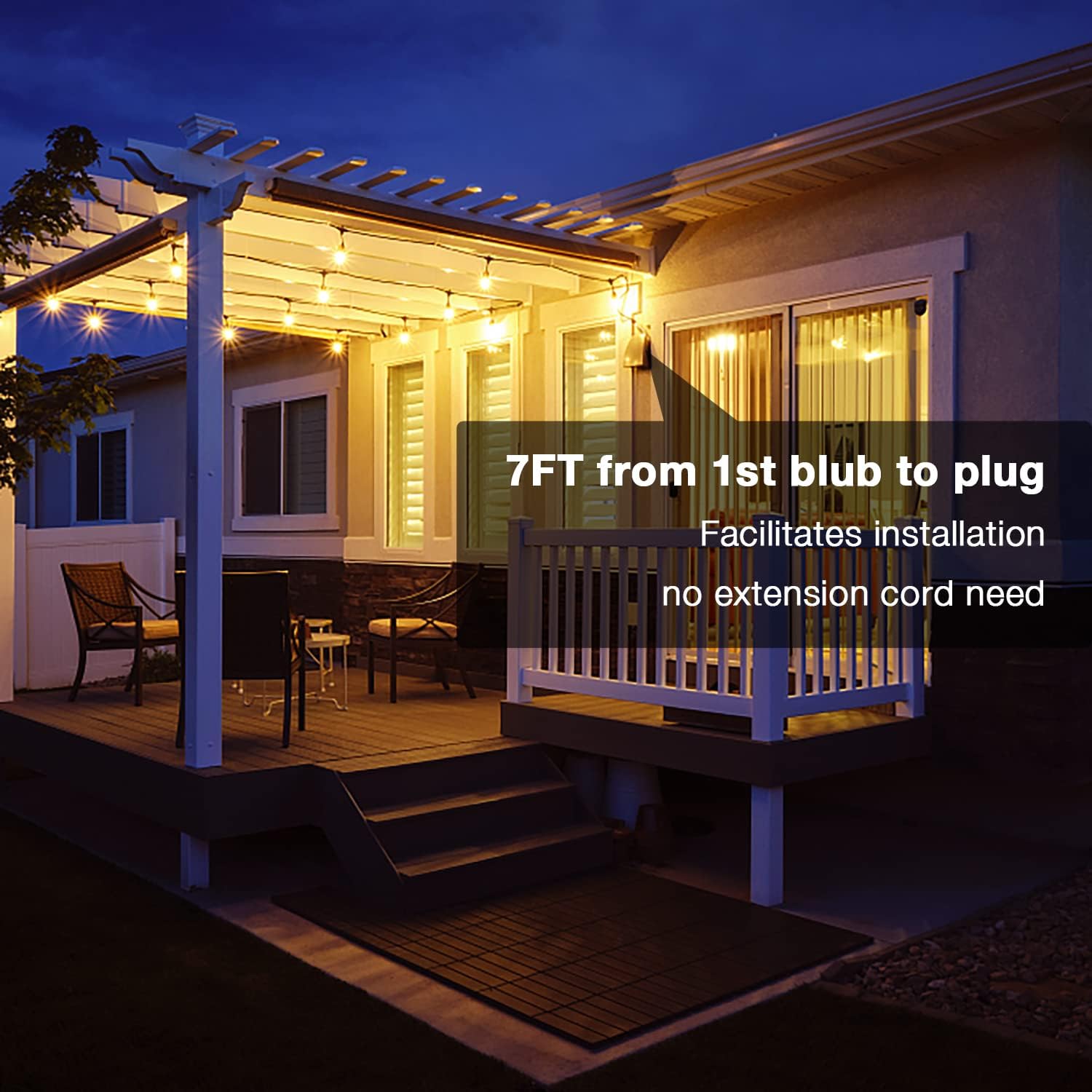 dalattin S14 Led Outdoor String Lights,100ft Patio Lights Waterproof & Shatterproof,24 Vintage Hanging Bulbs Outdoor Lights,Edison String Lights for Outside Patio Garden Backyard