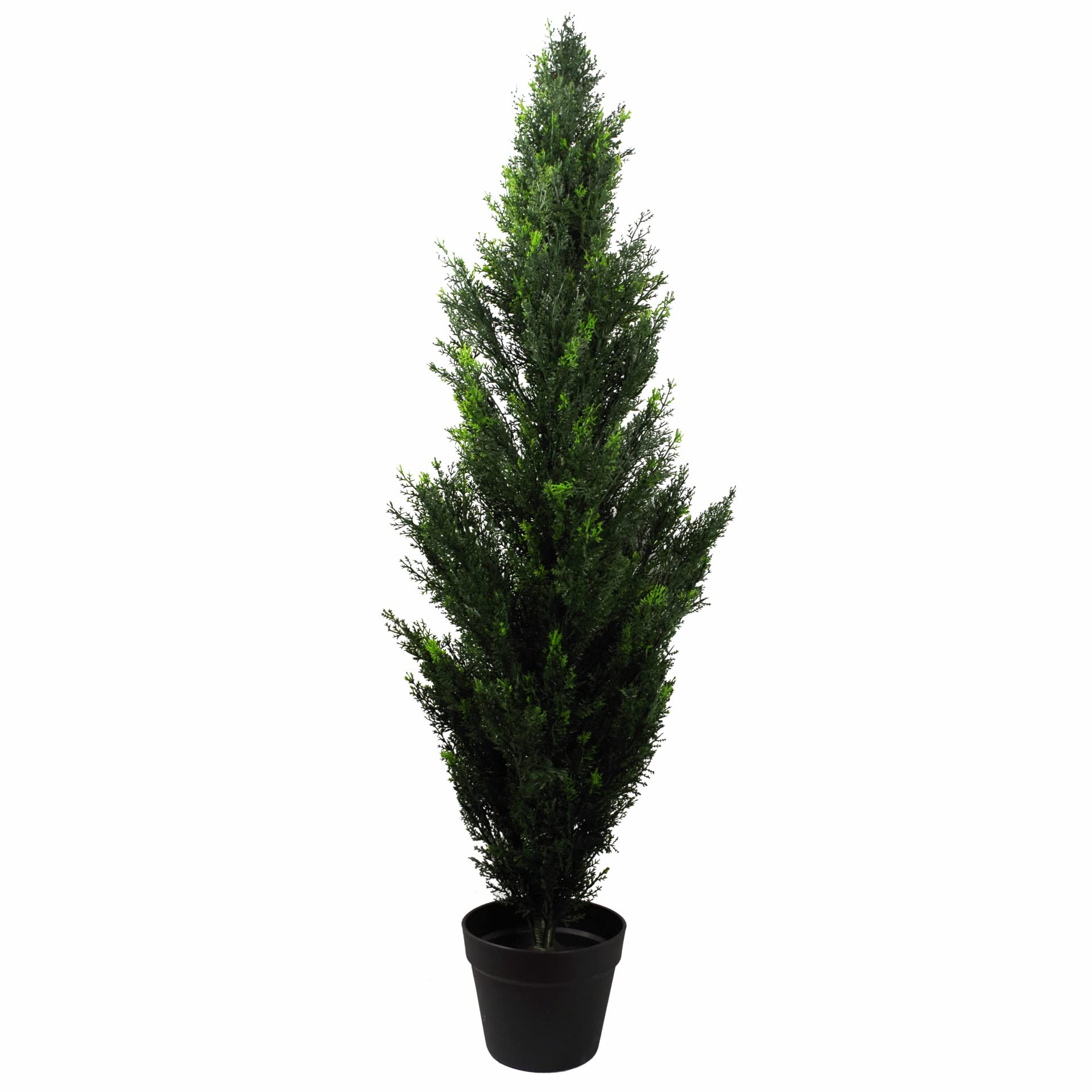 Leaf Artificial Cedar Cypress Topiary Tree Protected, Metal, Green 120cm UV, 4 feet